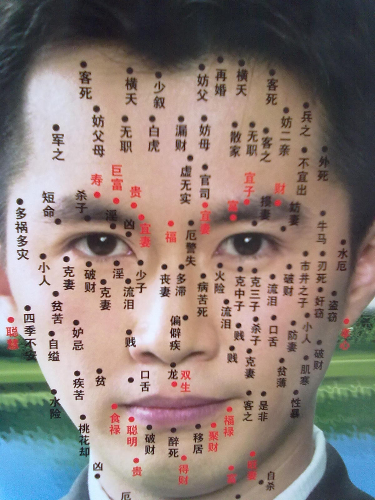 痣相图:男人全身痣相图解