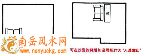沙发的背后没有靠山